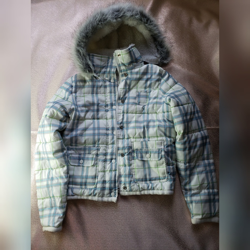 Aeropostale Womans Plaid Winter Coat Petite Small
